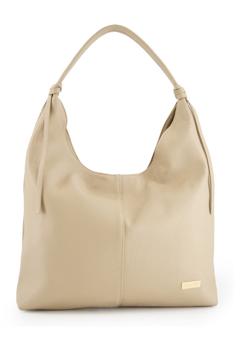 Venezia Geanta shopper dama piele naturala - 3 buzunare interioare - bej - 44x44x5cm