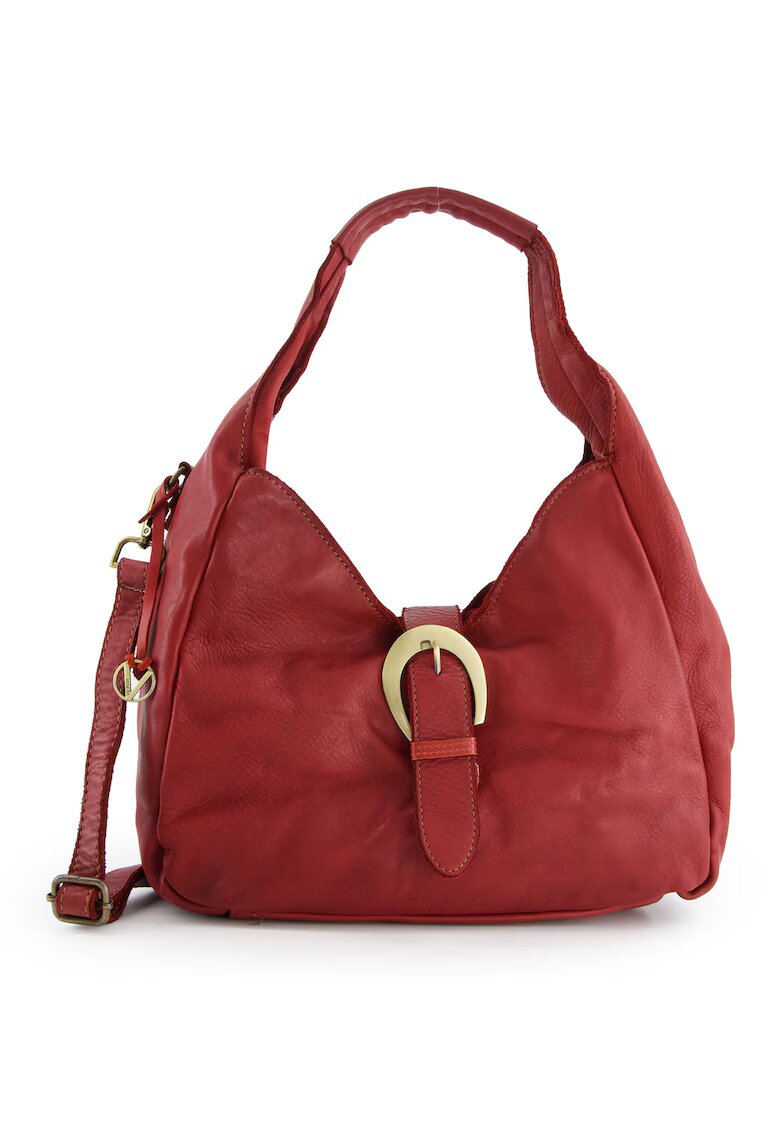 Venezia Geanta shopper dama piele naturala - bordou - 27x44x15cm - 3 buzunare interioare - curea detasabila 103cm