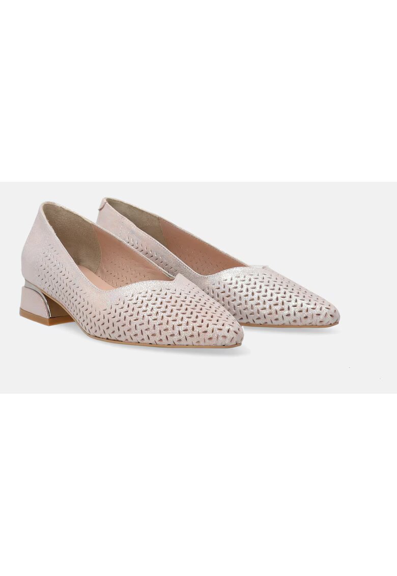 Venezia PANTOFI DIN PIELE NABUC CU ASPECT METALIZAT