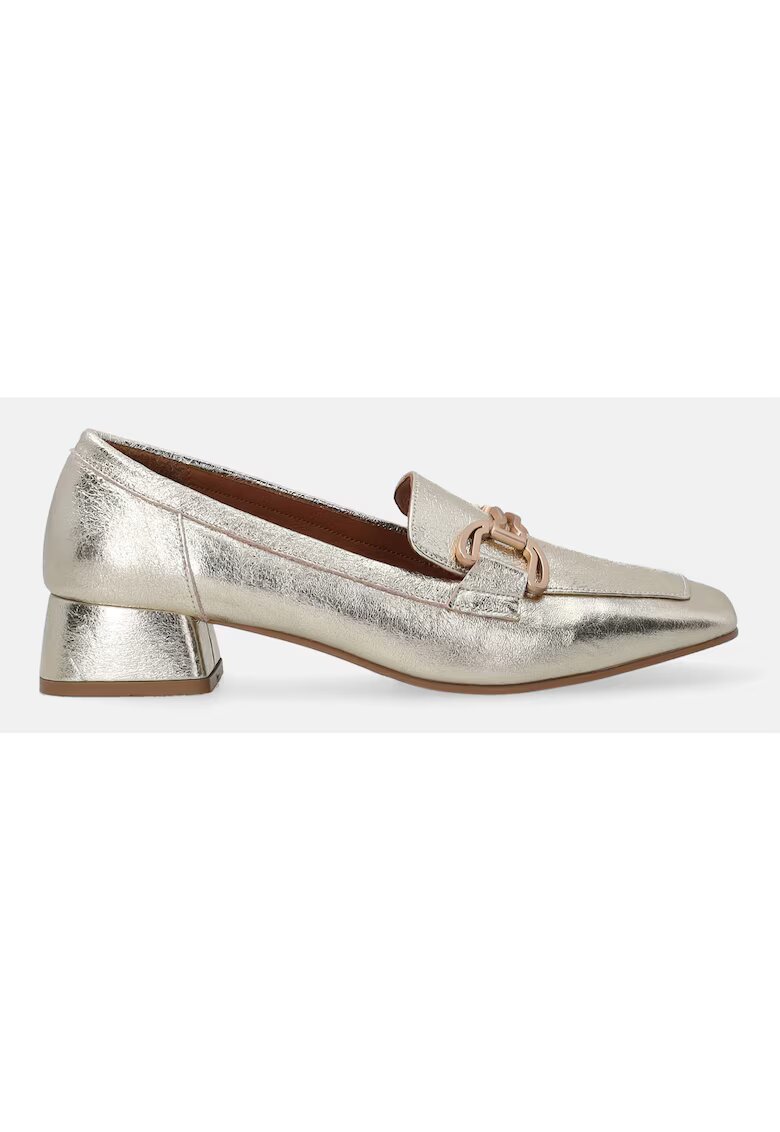Venezia Pantofi loafer din piele cu toc si detaliu metalic