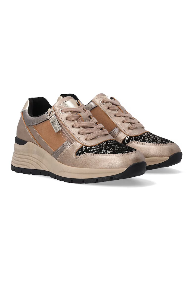 Venezia Pantofi sport din piele cu aspect metalizat si talpa wedge