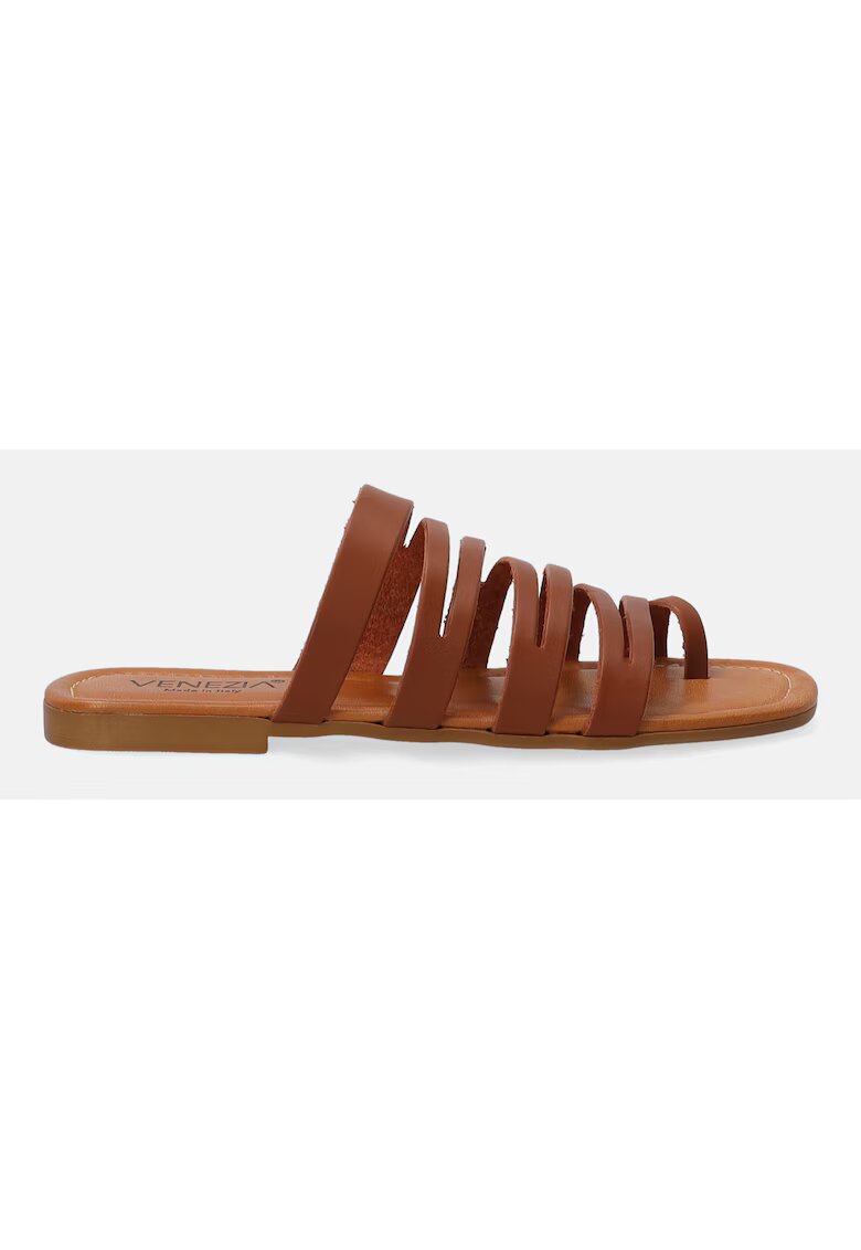 Venezia Papuci de piele uni cu decupaje A017LECUOBK062