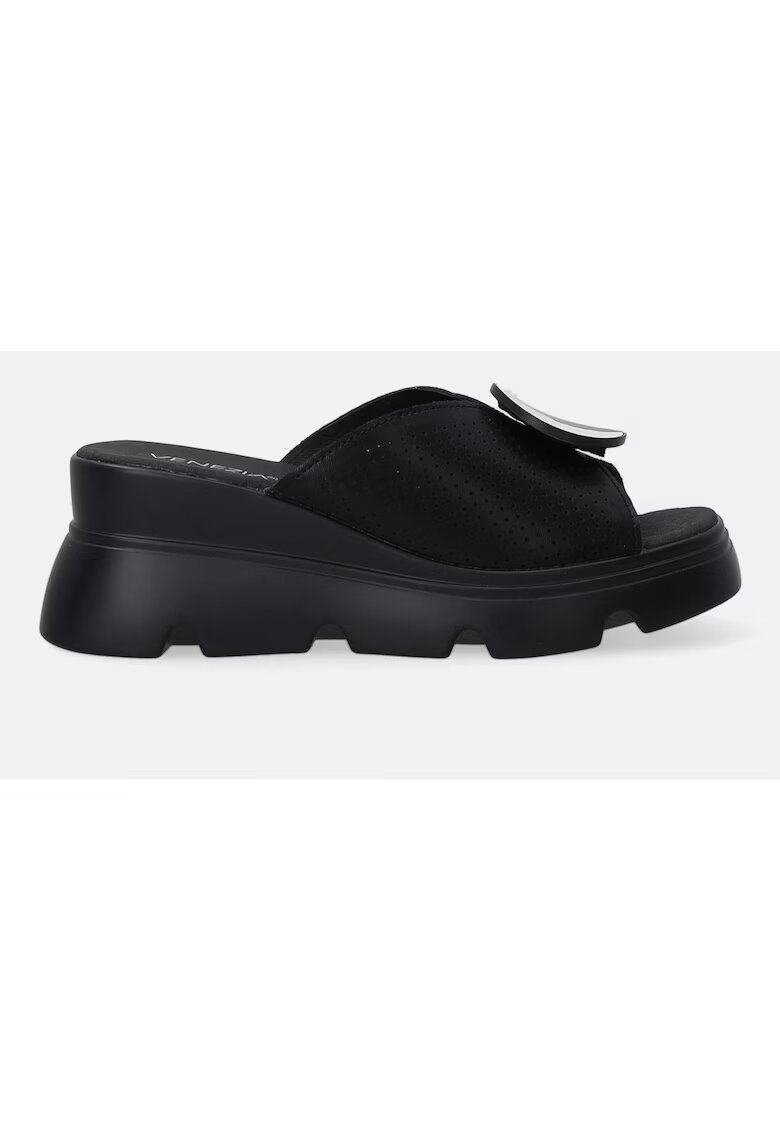 Venezia Papuci din piele cu talpa wedge si perforatii