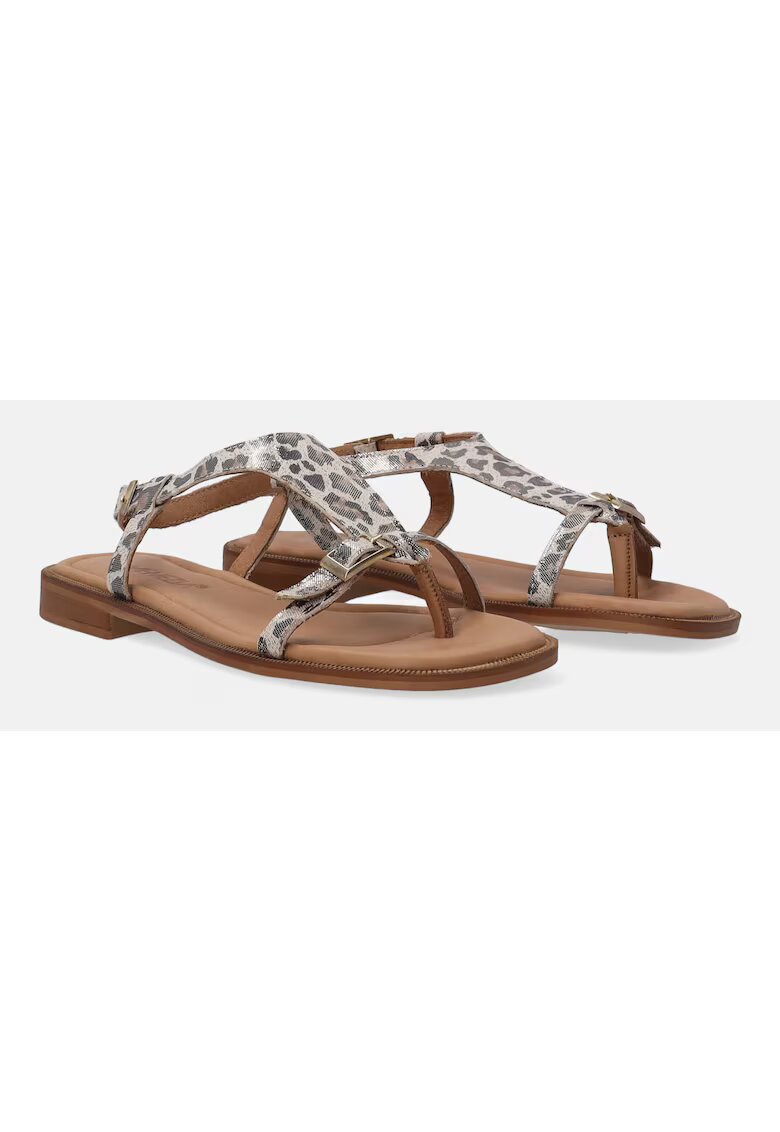 Venezia Sandale cu bareta separatoare si model cu animal print