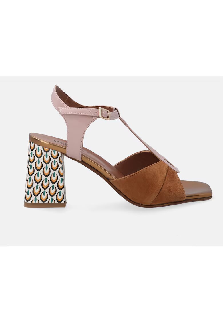Venezia Sandale Cu Piele Intoarsa Si Model Decorativ
