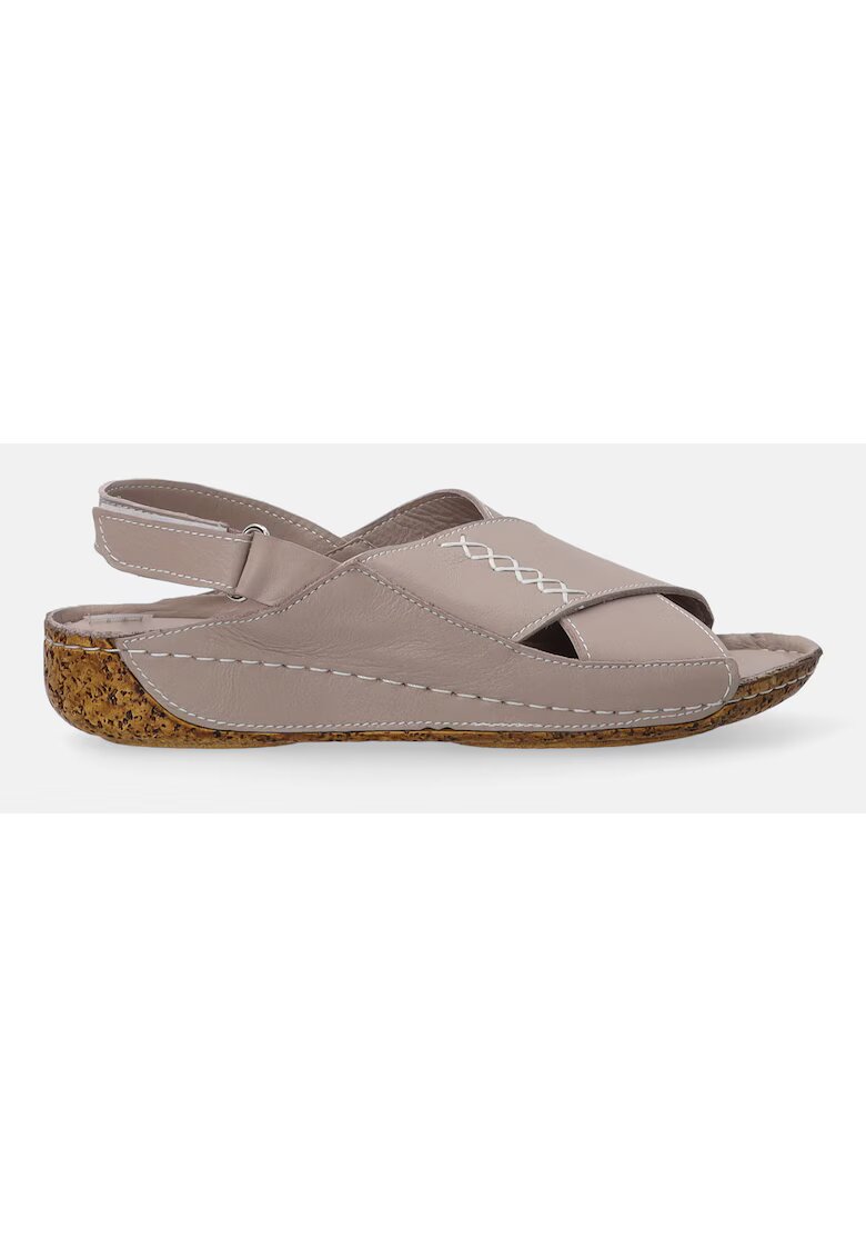 Venezia Sandale din piele cu talpa wedge si inchidere velcro