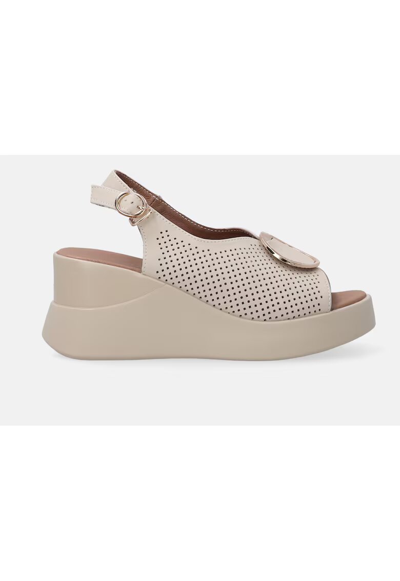 Venezia Sandale wedge din piele cu aspect perforat