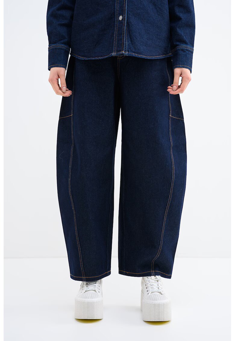 Vero Moda Blugi ampli cu talie inalta - Bleumarin