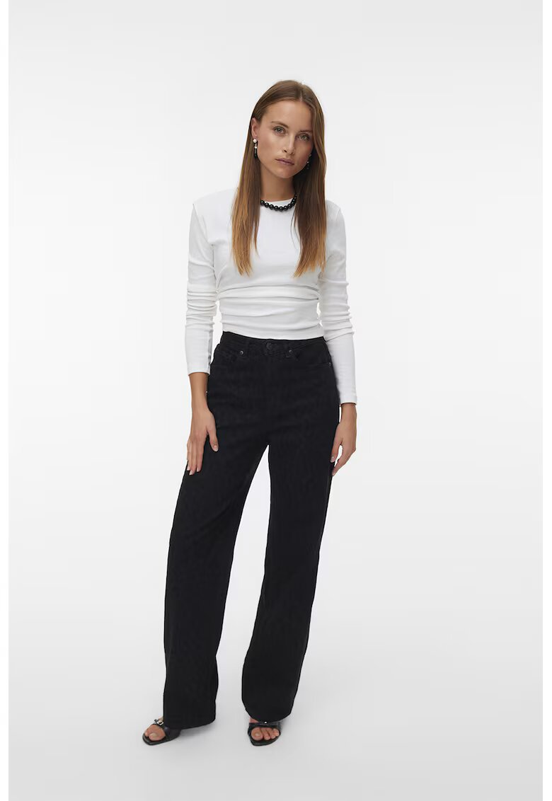 Vero Moda Blugi drepti cu animal print - Negru