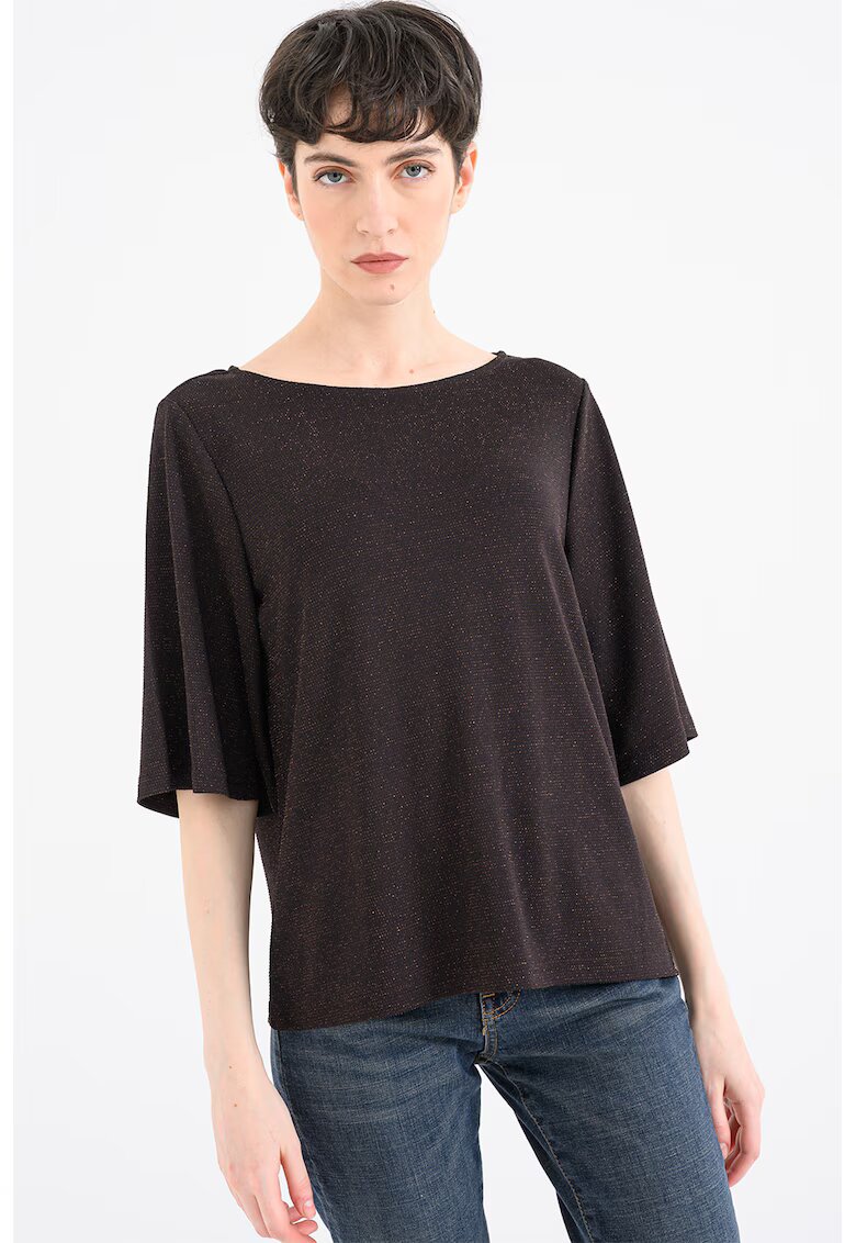 Vero Moda Bluza cu insertii din lurex - Gri inchis melange
