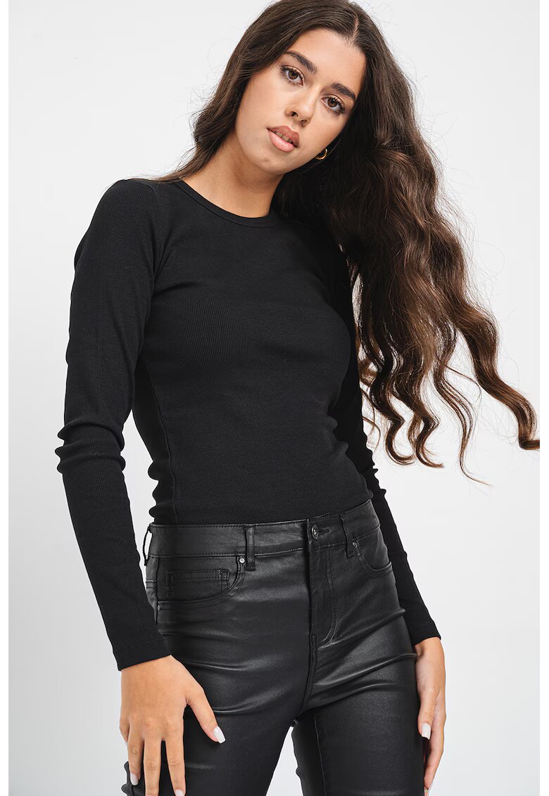 Vero Moda Bluza slim-fit din amestec de bumbac organic Chloe - Negru
