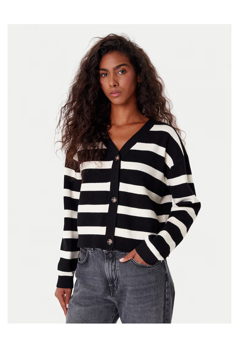 Vero Moda Cardigan dama negru - alb - pulover