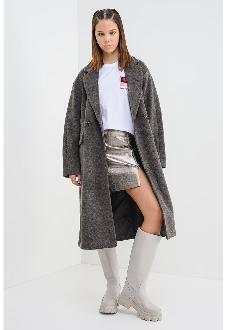 Vero Moda Palton cu doua randuri de nasturi - Gri inchis melange