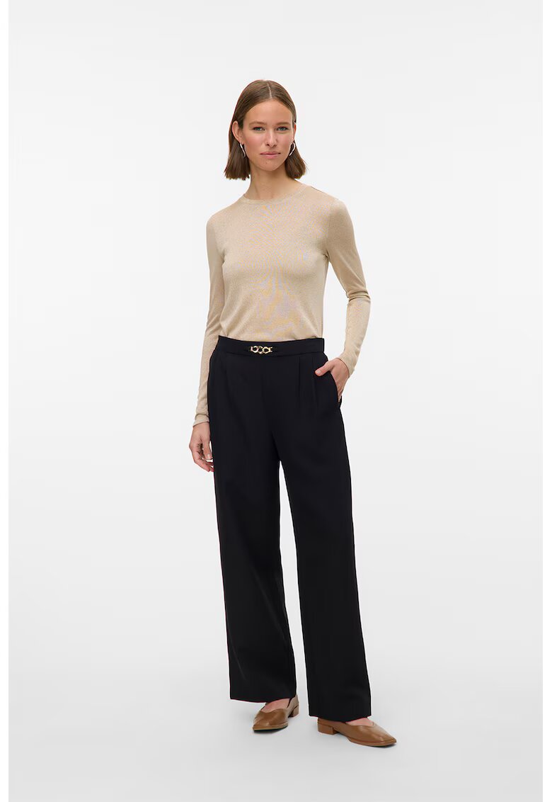 Vero Moda Pantaloni cu croiala ampla si pensa - Negru