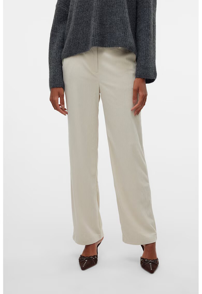 Vero Moda Pantaloni drepti din reiat - Bej