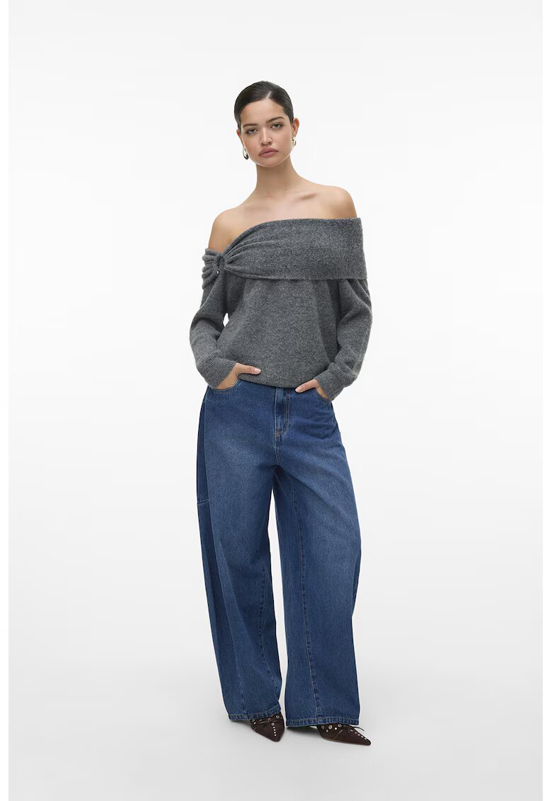 Vero Moda Pulover cu decolteu pe umeri - Gri melange