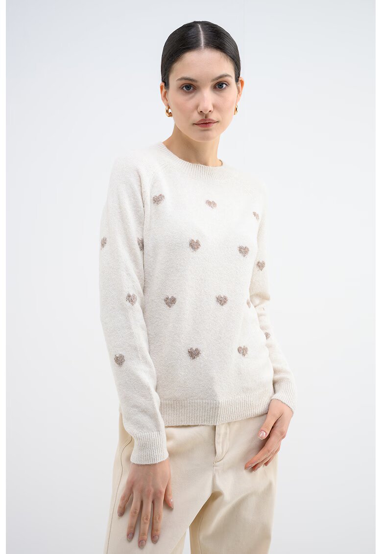Vero Moda Pulover cu inimi Doffy - Maro/Bej deschis