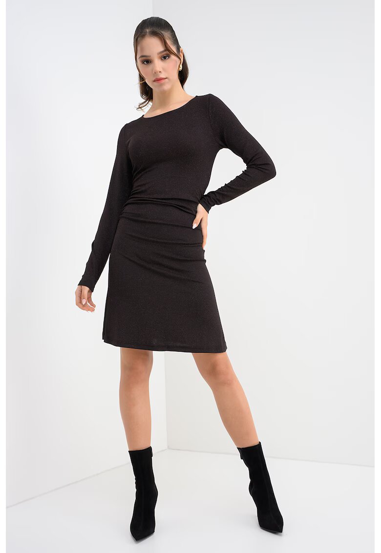 Vero Moda Rochie cu insertii de lurex Kanva - Auriu/Maro inchis