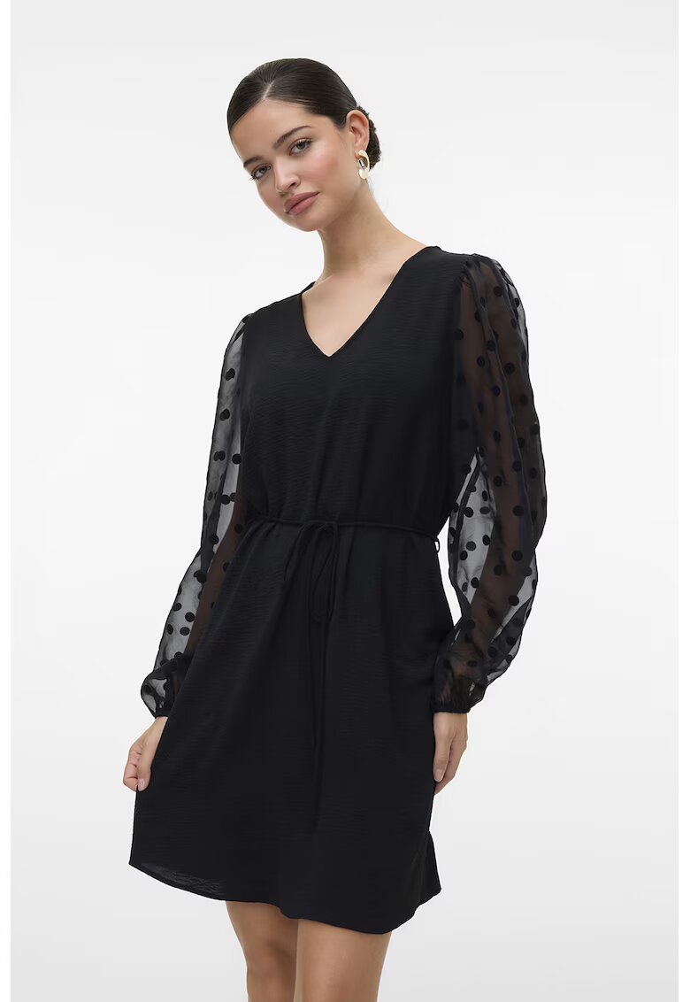Vero Moda Rochie cu maneci bufante si decolteu in V Alva - Negru