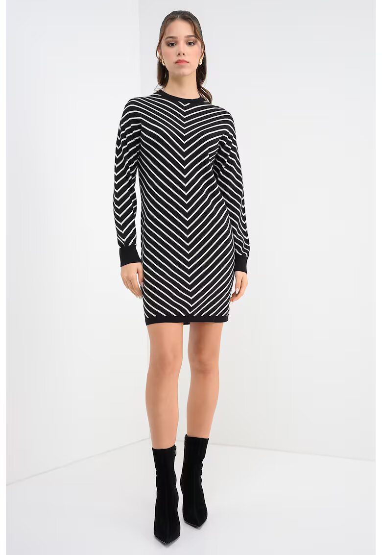 Vero Moda Rochie scurta din amestec de modal - Alb fildes/Negru