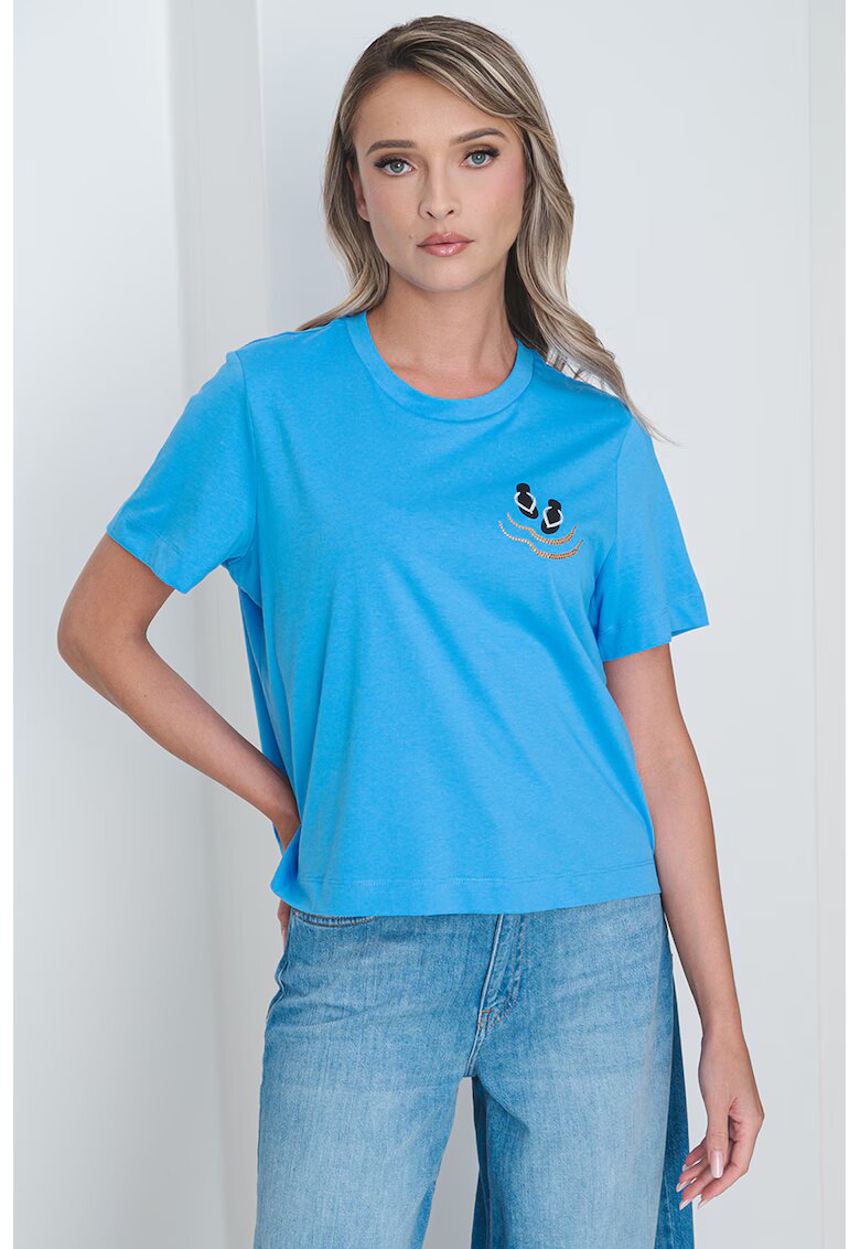 Vero Moda Tricou lejer de bumbac organic - Turcoaz