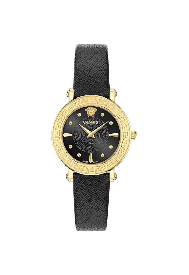 Versace Ceas dama mecanism quartz - curea din piele neagra - carcasa din inox - 35mm - rezistent la apa 50m
