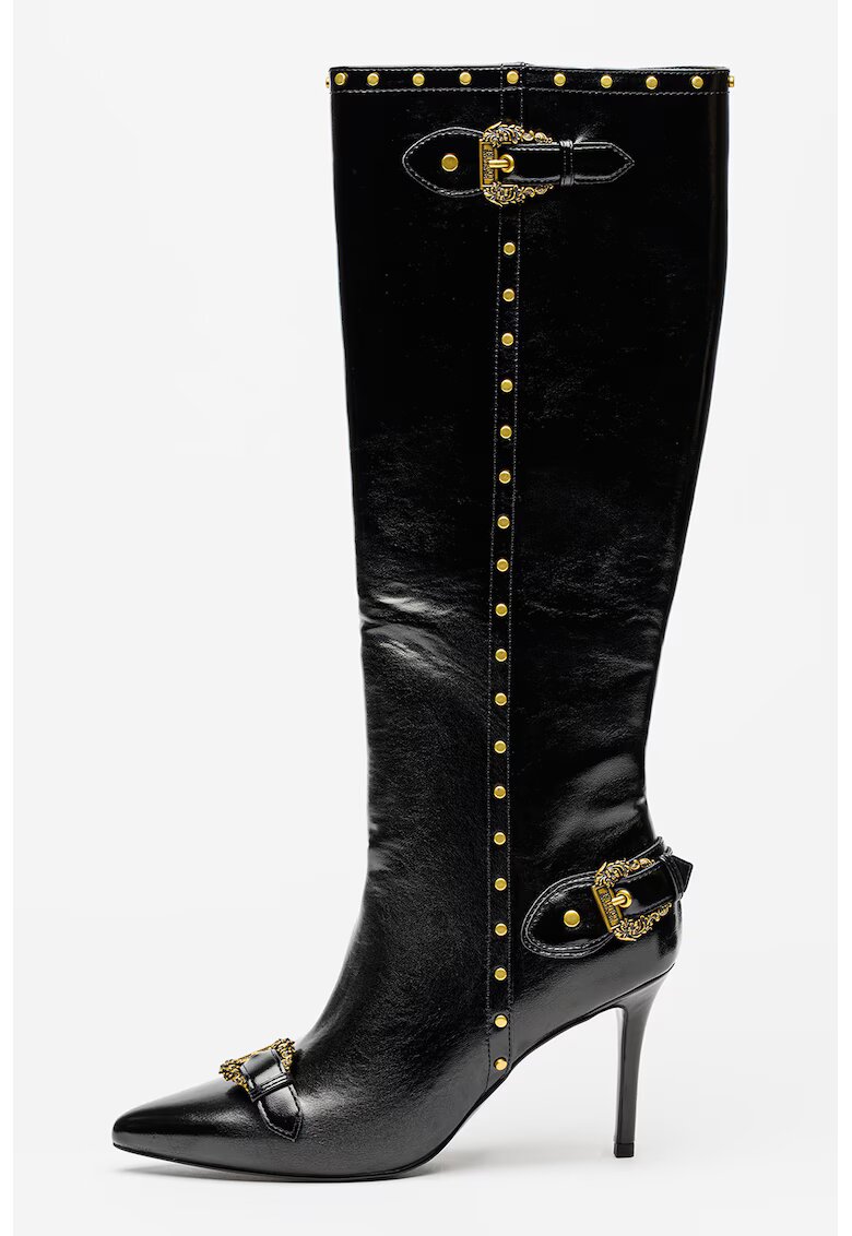 Versace Jeans Couture Cizme lungi cu fermoar si varf ascutit - Negru