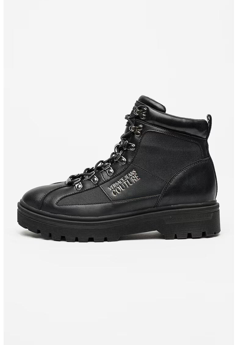 Versace Jeans Couture Ghete de piele cu logo - Negru