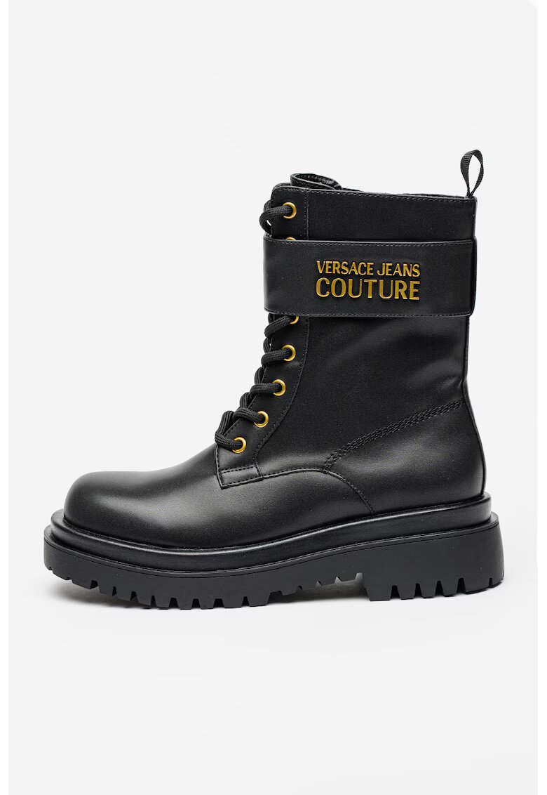 Versace Jeans Couture Ghete de piele ecologica cu logo - Negru