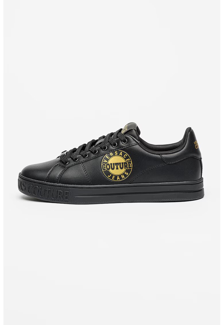 Versace Jeans Couture Pantofi psort de piele si piele ecologica cu logo lateral Court - Auriu/Negru