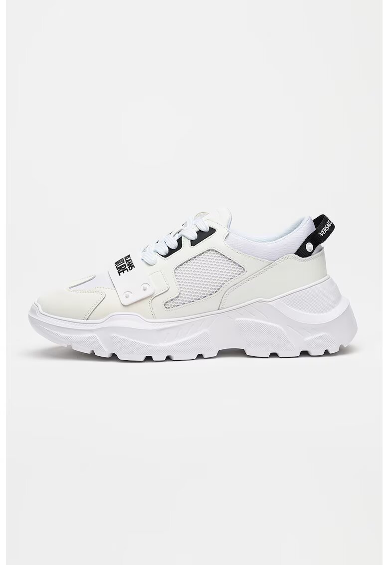 Versace Jeans Couture Pantofi sport de piele ecologica cu garnituri de plasa Speedtrack - Alb