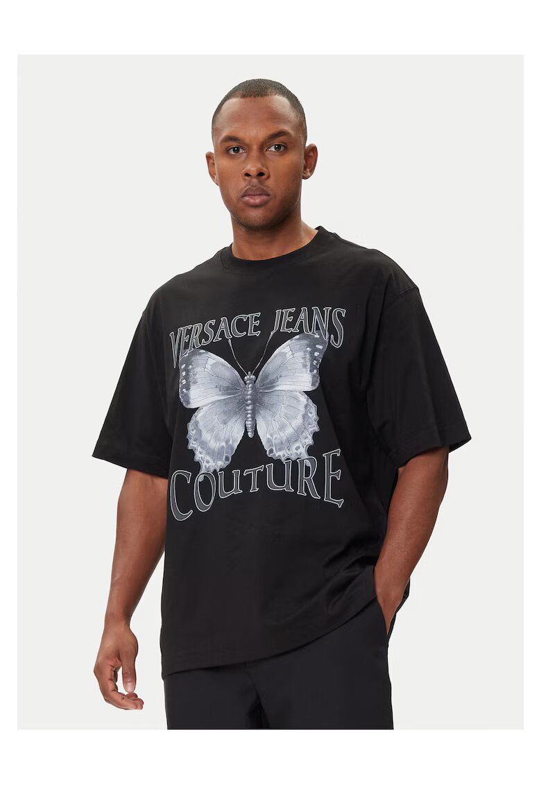 Versace Jeans Couture Tricou barbati culoare negru - bumbac