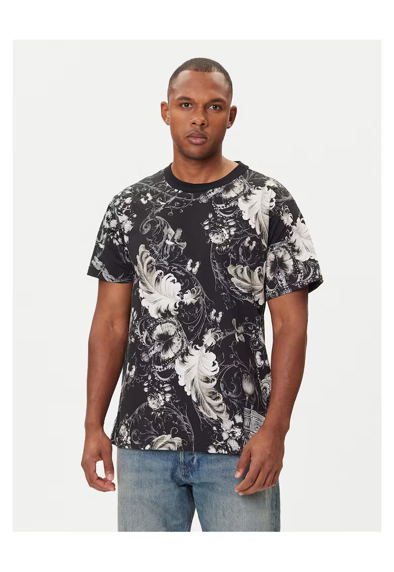 Versace Jeans Couture Tricou barbati negru/gri - bumbac