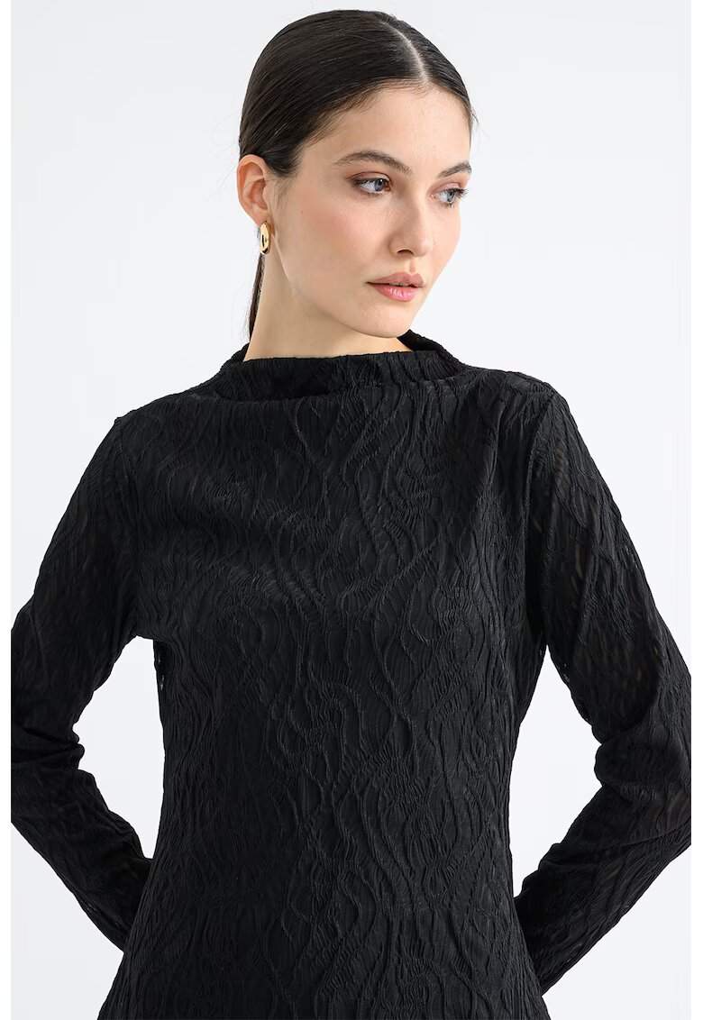 Vila Bluza evazata cu model texturat - Negru stins