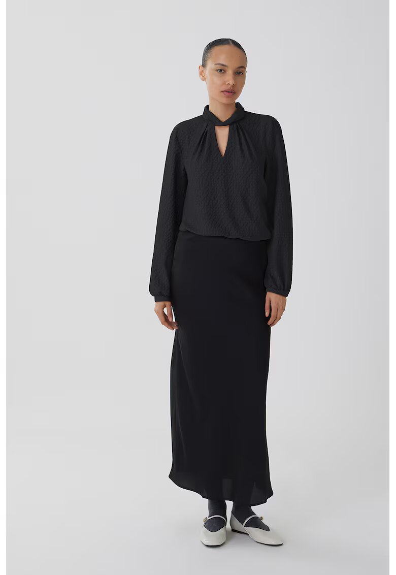 Vila Bluza texturata cu decupaje - Negru