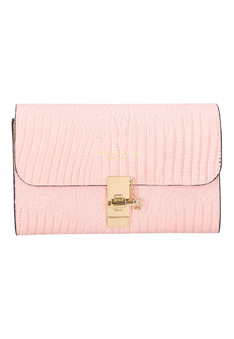 Viola Castellani Geanta crossbody texturata din piele - Roz piersica deschis