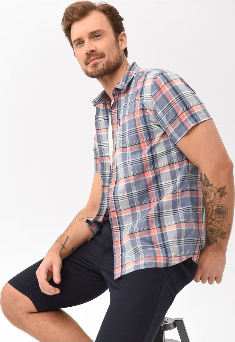 Volcano Camasa cu maneci scurte C-Beni pentru barbati - din bumbac - Multicolor - Regular Fit - Multicolor/Albastru multicolor