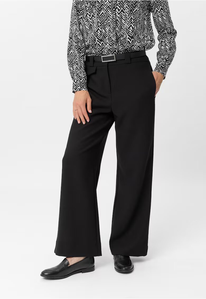 Volcano Pantaloni lungi eleganti pentru dama cu picior lat R-Milen - negru - Negru
