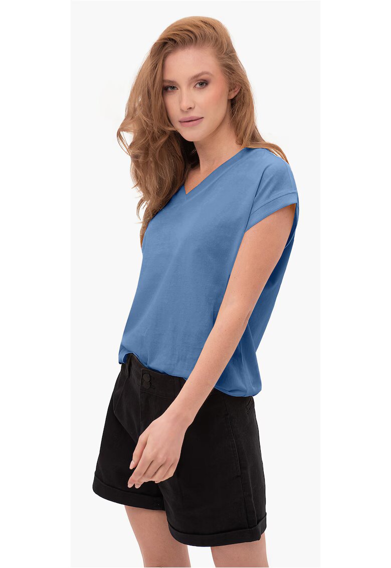 Volcano Tricou pentru femei T-Sky albastru - V-neck Comfort Fit - Albastru