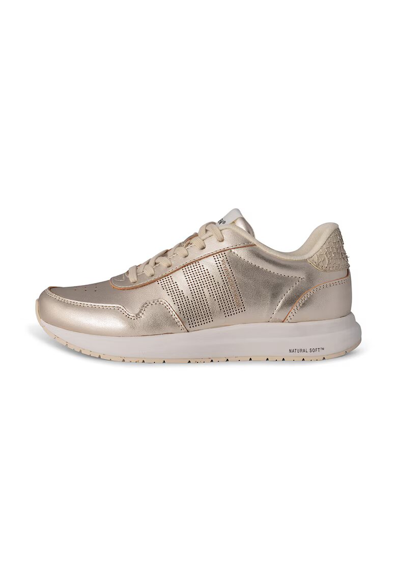 Woden Pantofi sport de piele cu perforatii - Auriu