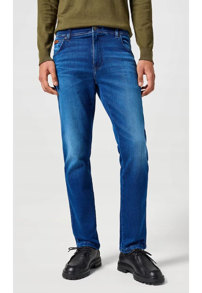 Wrangler Blugi barbatesti Texas Slim - albastru inchis - elastici - din bumbac