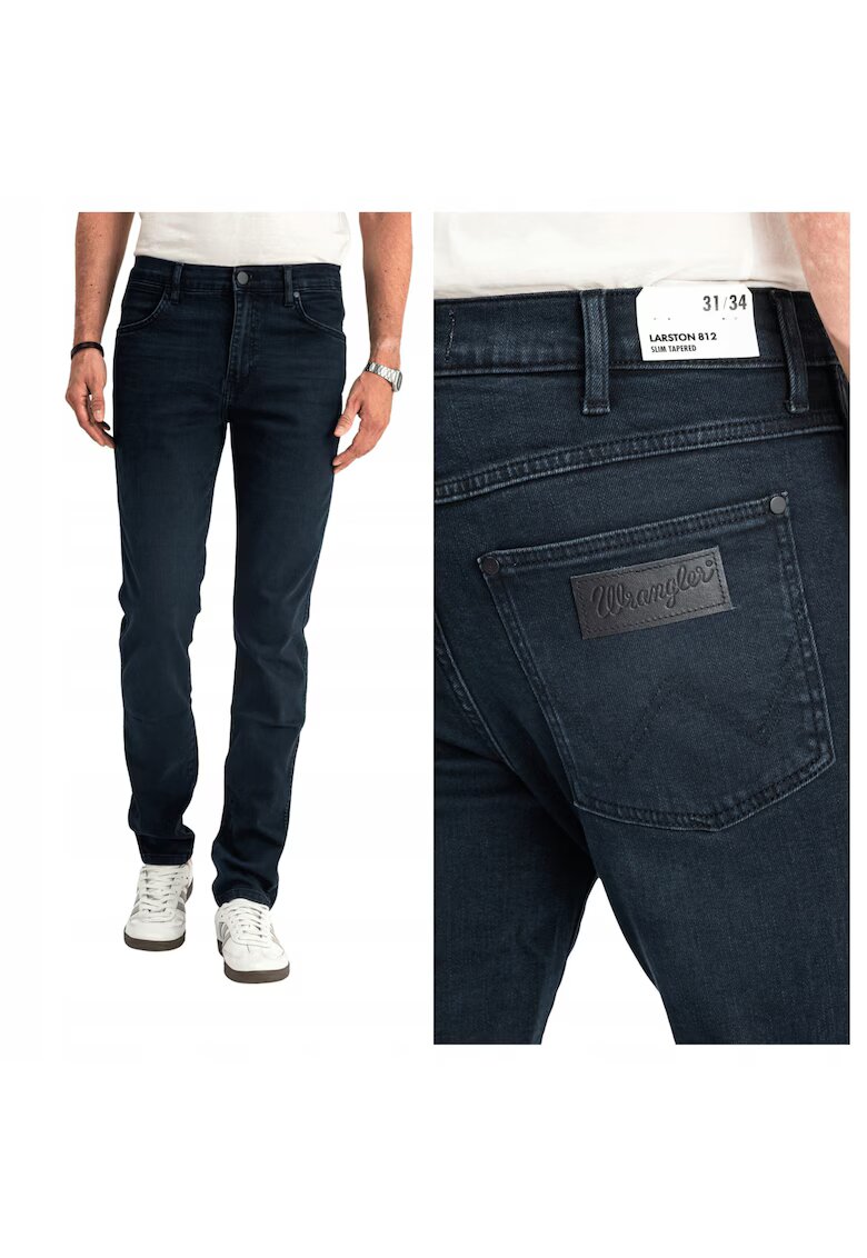 Wrangler Blugi Barbati - Larston - Slim Fit - Talie Joasa - Fermoar - Lungi - 5 Buzunare - Bumbac - Albastru - Albastru