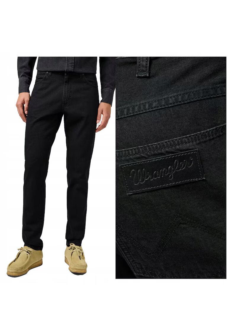 Wrangler Blugi Barbati - River - Regular Fit - Talie Inalta - Fermoar - Lungi - 5 Buzunare - Bumbac - W33-L34 US - Negru
