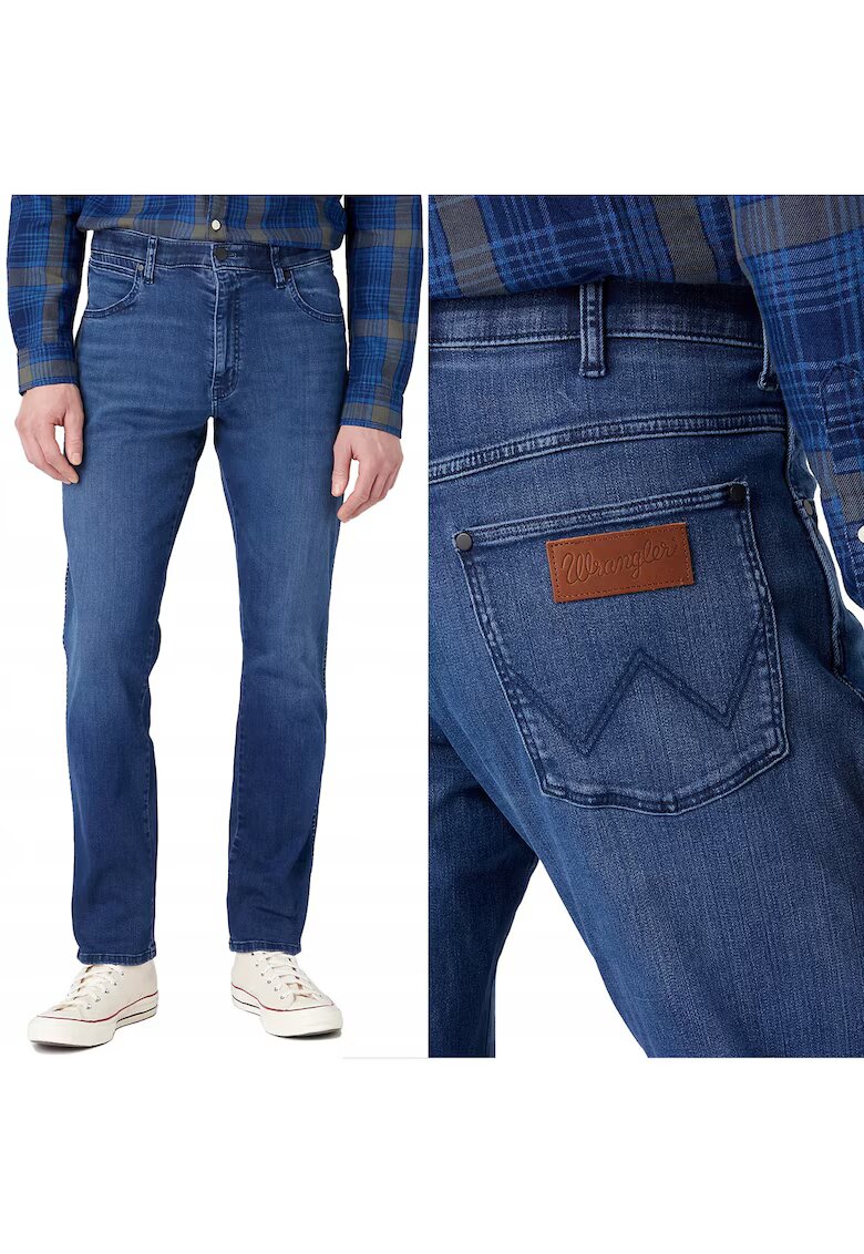 Wrangler Blugi barbati River W31 L32 - albastru inchis - croiala conica - elasticitate sporita
