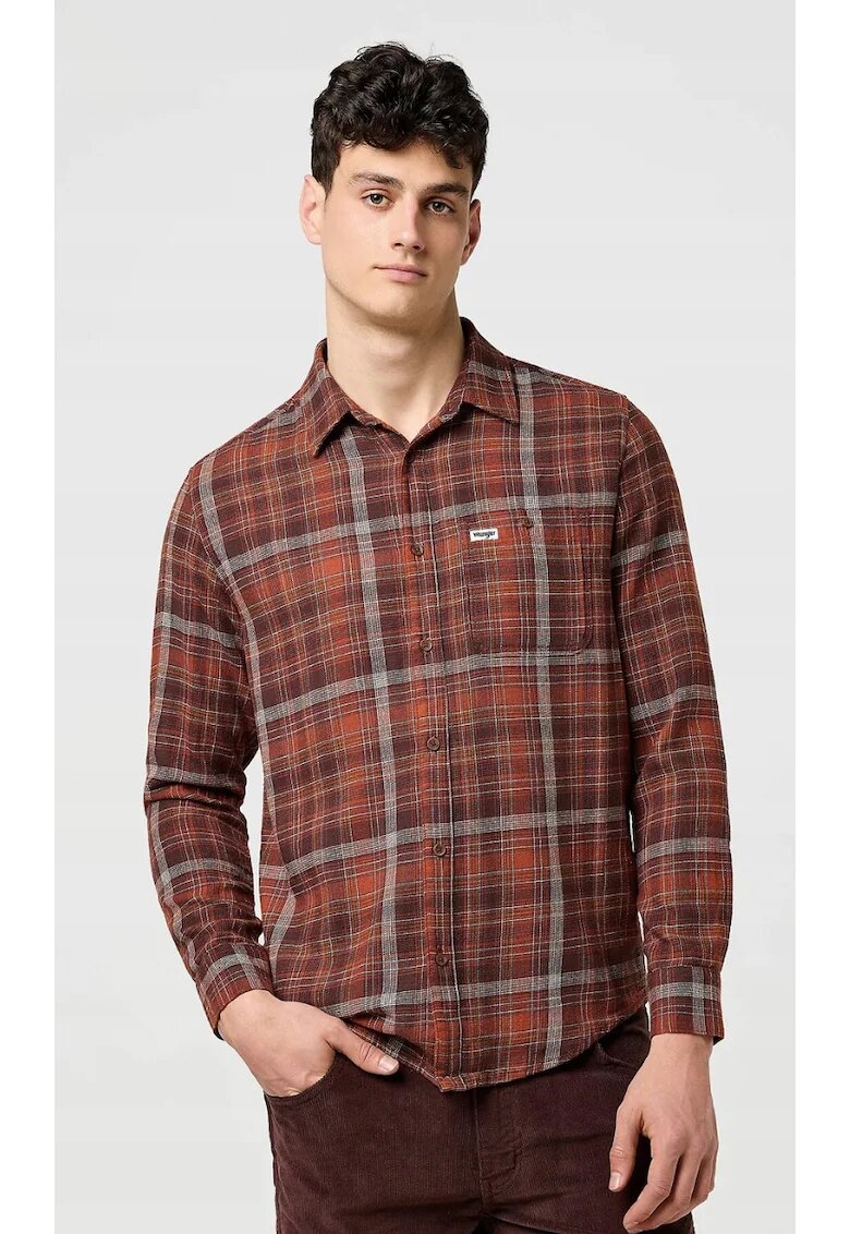 Wrangler Camasa barbati - flanel - regular fit - bej roscat - bumbac