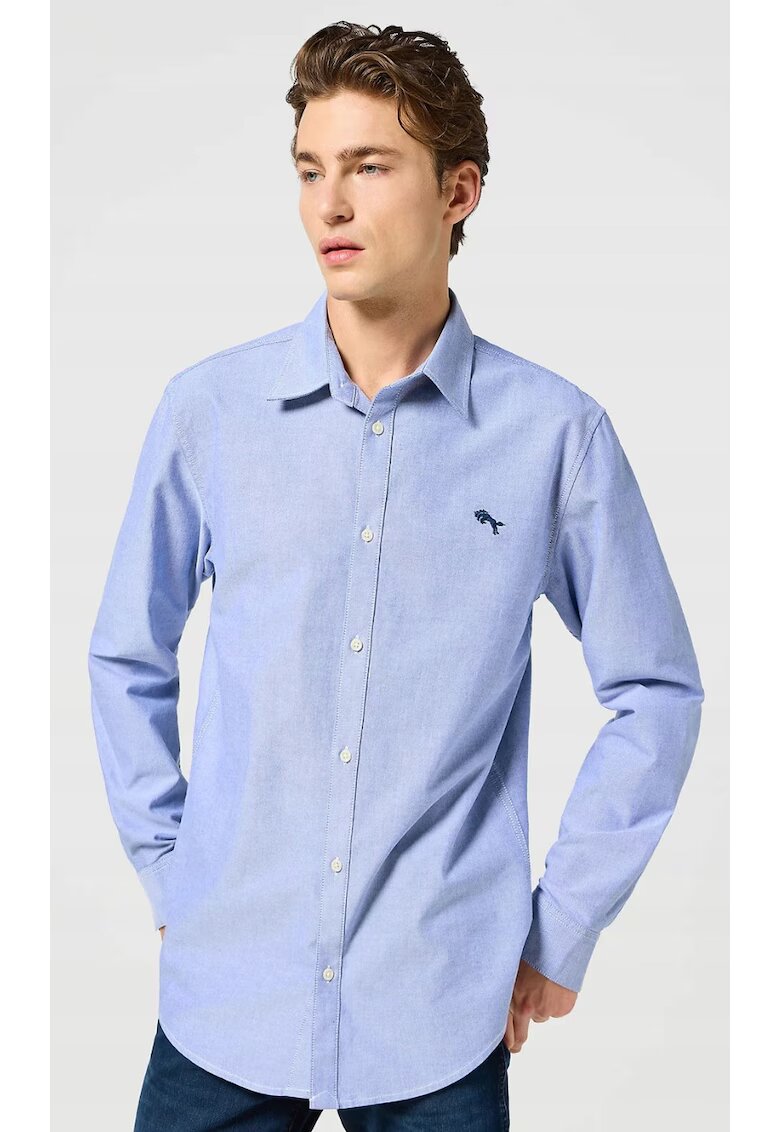 Wrangler Camasa barbati - Oxford - regular fit - albastru - bumbac -