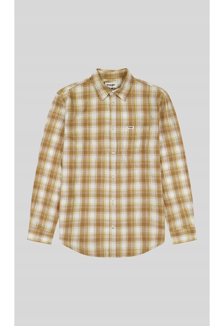 Wrangler Camasa barbati - Regular Fit - bej - bumbac - maneca scurta -