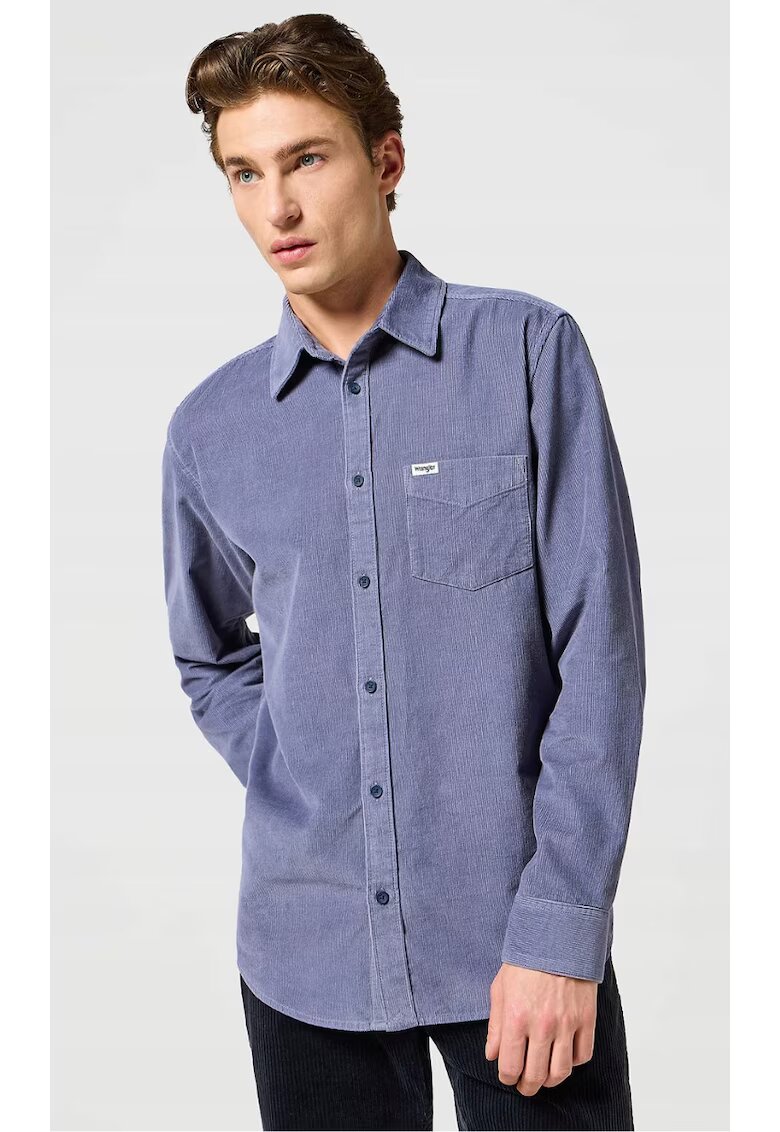 Wrangler Camasa barbati - regular fit - gri - bumbac - maneca scurta