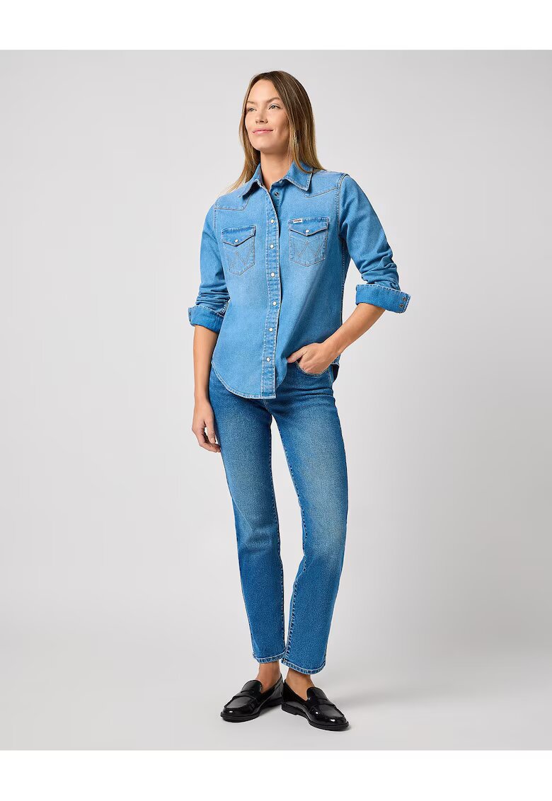 Wrangler Camasa Dama - Western - 2 Buzunare - Albastru - Marime