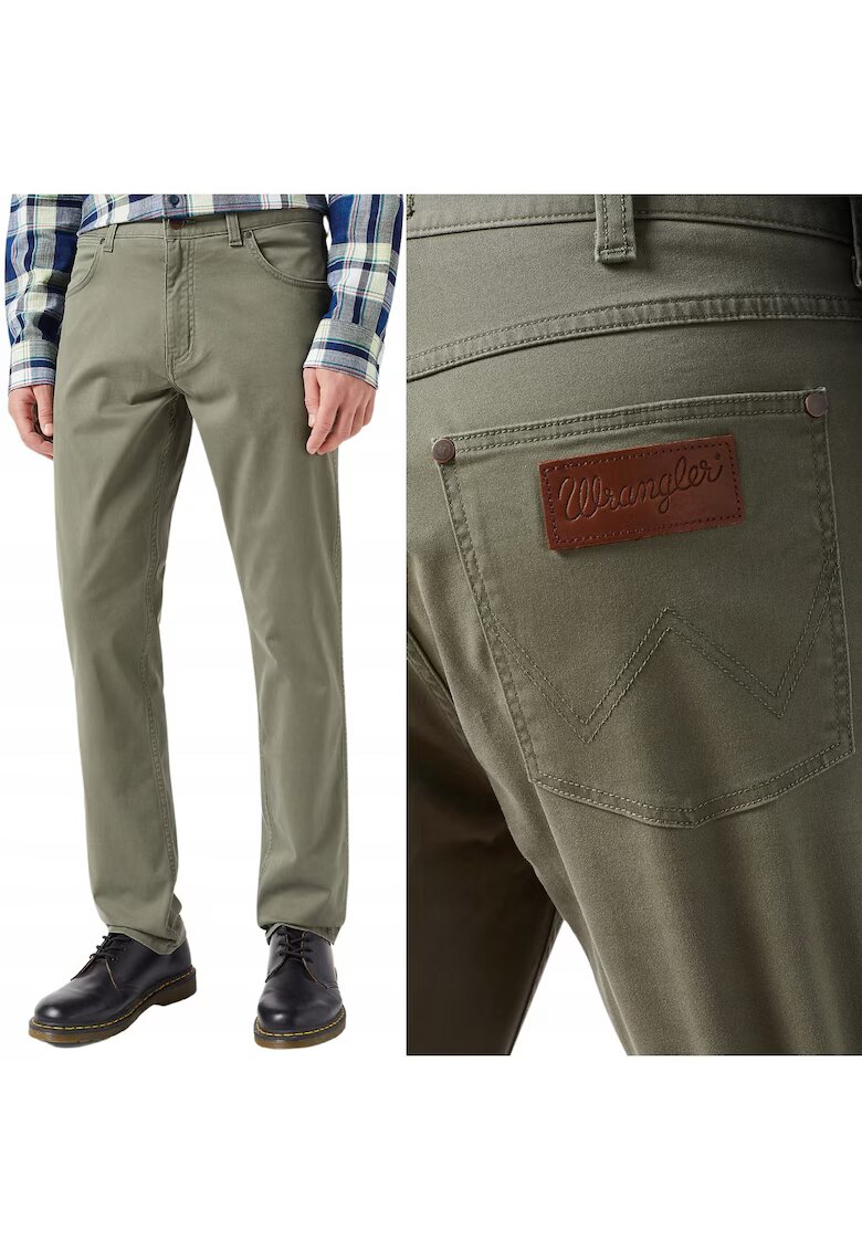 Wrangler Pantaloni bărbați Greensboro drept - verde bumbac elastic - Verde